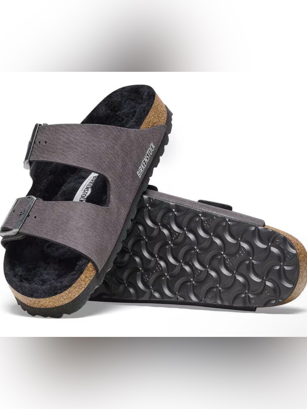 Birkenstock Arizona Shearling In Desert Dust Black EU 42 Men’s 9 Women’s 11 New